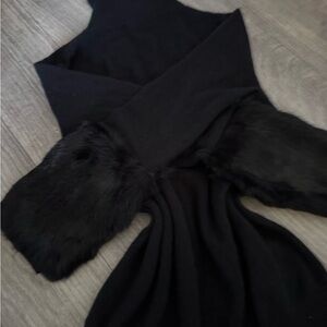 Black Turtleneck Fur Sleeves